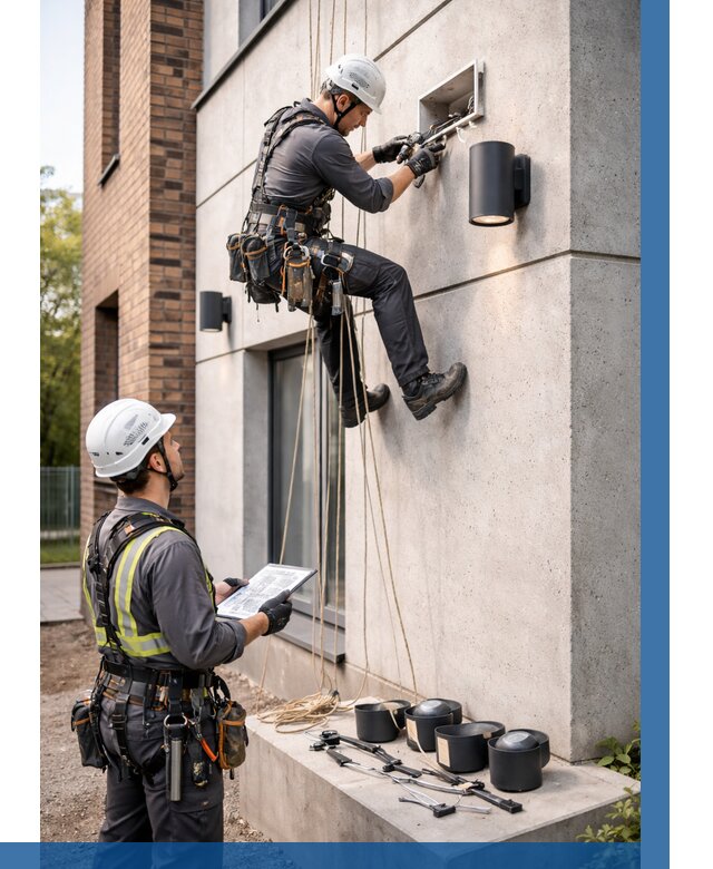 Монтаж фасадного освещения в Кисловодске от 2674 р. | ВЫСОТНИК-Ксл