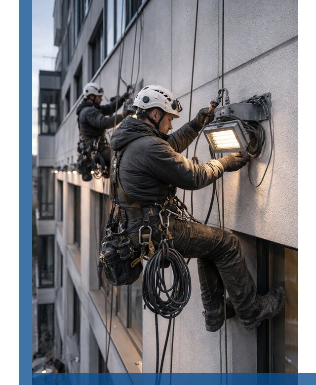 Монтаж фасадного освещения в Кисловодске установка и подключение