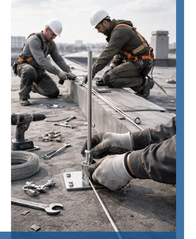 Монтаж молниезащиты на кровле в Кисловодске цена от 26735 р. | ВЫСОТНИК-Ксл