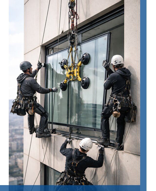 Монтаж стеклопакетов на высоте в Кисловодске от 3422 р. | ВЫСОТНИК-Ксл