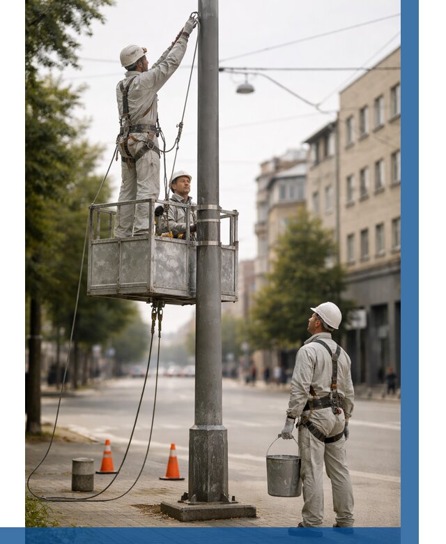 Покраска опор освещения в Кисловодске от 5347 р. | ВЫСОТНИК-Ксл