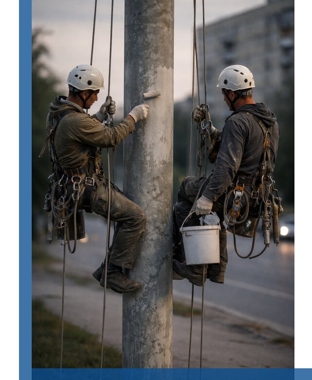 Покраска опор освещения и антикоррозийная защита в Кисловодске