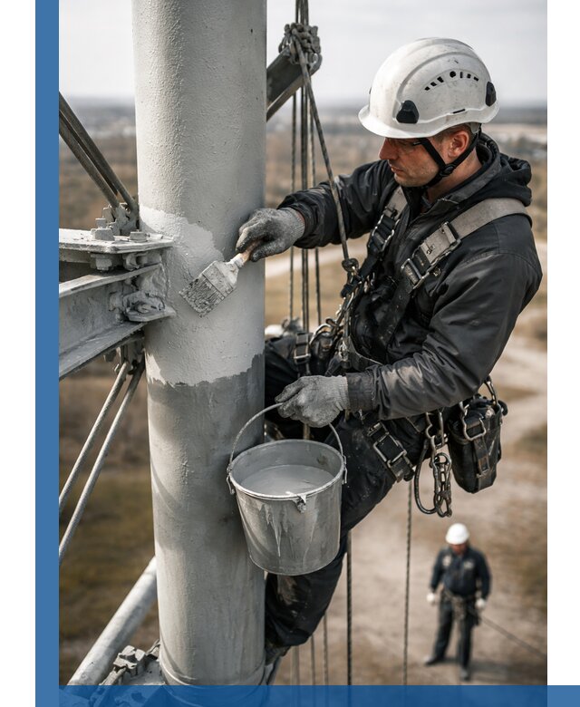 Покраска мачт связи в Кисловодске промышленными альпинистами