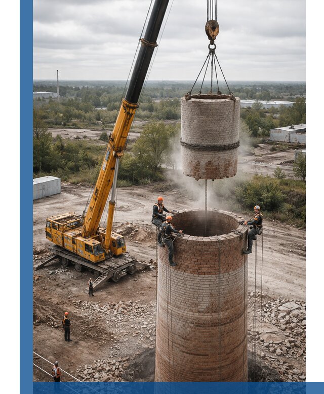 Демонтаж дымовой трубы в Кисловодске с гарантиями безопасности