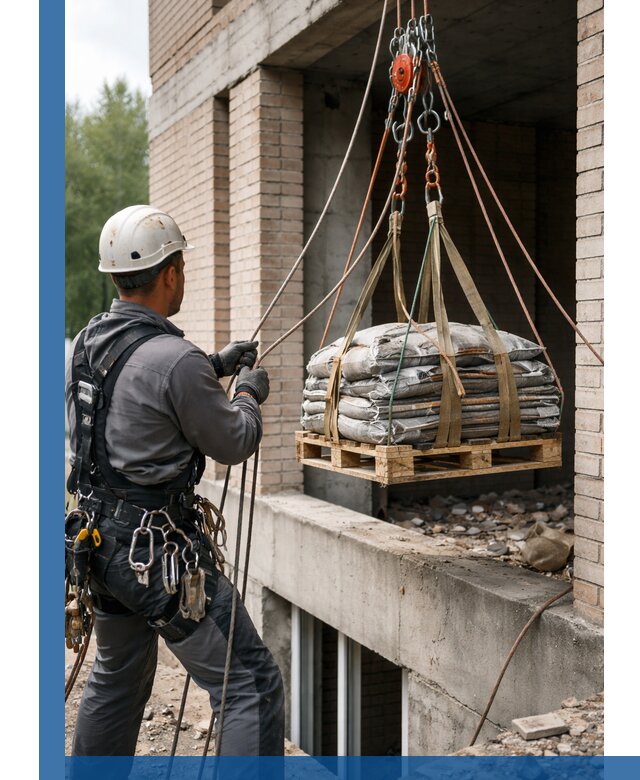 Подъем материалов на этаж веревками в Кисловодске оперативно