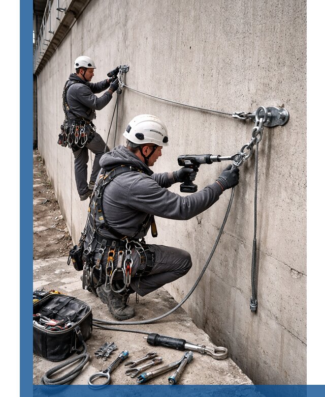 Монтаж анкерных линий высотной безопасности в Кисловодске