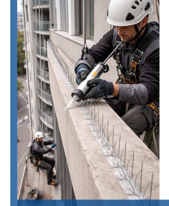 Установка шипов от птиц на фасадах и кровлях в Кисловодске